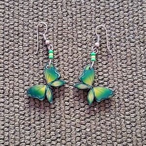 Butterfly Earrings Green